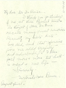 Letter from Gertrude Bunce to W. E. B. Du Bois
