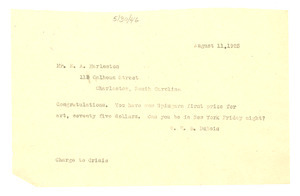 Letter from W. E. B. Du Bois to E. A. Harleston