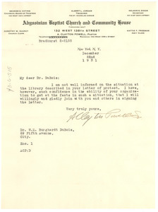 Letter from A. Clayton Powell, Sr. to W. E. B. Du Bois
