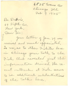 Letter from Ewen M. Akin to W. E. B. Du Bois