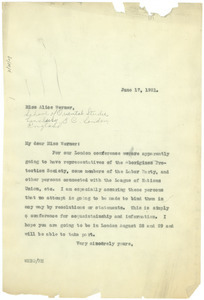 Letter from W. E. B. Du Bois to Alice Werner