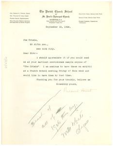 Letter from The Parish Church School of St. Paul's Episcopal Church to ...