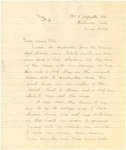 Letter from Edith Dorsey to W. E. B. Du Bois
