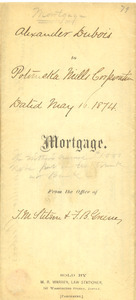 Mortgage from Alexander Du Bois to Potomska Mills Corporation