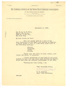 Letter from National Council of the Young Men's Christian Associations of the United States of America to W. E. B. Du Bois