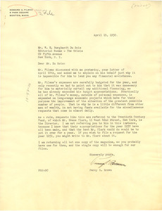 Letter from Percy S. Brown to W. E. B. Du Bois