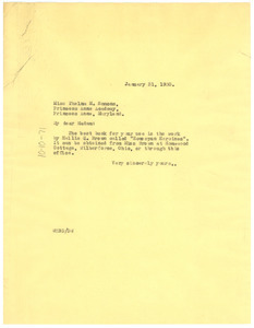 Letter from W. E. B. Du Bois to Thelma M. Emmons