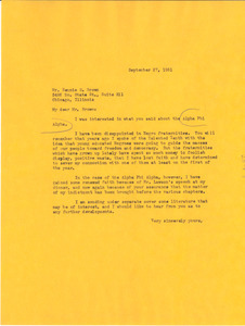Letter from W. E. B. Du Bois to Bernie D. Brown