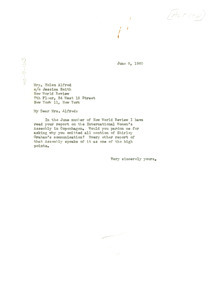 Letter from W. E. B. Du Bois to Helen Alfred