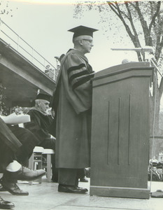 Provost Gilbert Woodside speaking at the Centennial Convocation