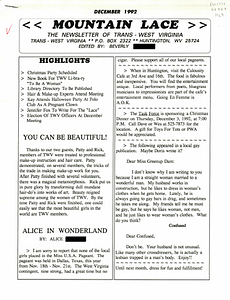 Mountain Lace: The Newsletter of Trans - West Virginia (December, 1992)