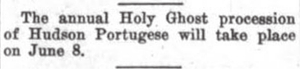 Holy Ghost procession - Hudson News-Enterprise article