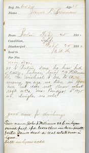 Tewksbury Almshouse Intake Record: Williams, John J.