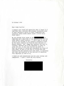 Letter to Judge W. Arthur Garrity, 1974 October 10