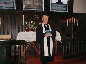 Rev. Edward Swansburg officiating at his daughter's wedding