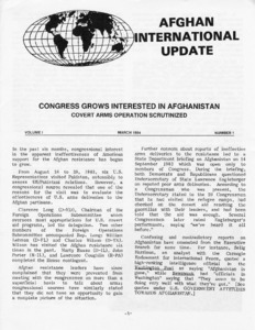 Afghan International Update: Congress Grows Interested in Afghanistan
