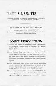 S.J. Res. 173: Authorize and request the President to issue a proclamation designating the calendar month of June 1982 as "National Rivers Month" -