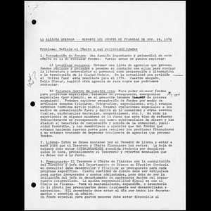 La Alianza Hispana - Reporte del Comite de Finanzas de Nov. 29, 1972