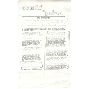 Comité des Padres informa semena 1ro de abril, 1975.