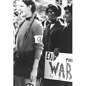 African American and white female students at an anti-war protest