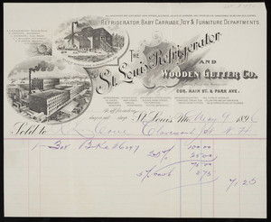 Billhead for The St. Louis Refrigerator and Wooden Gutter Co., corner Main Street & Park Avenue, St. Louis, Missouri, dated May 9, 1896