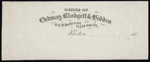Letterhead for Ordway, Blodgett & Hidden, dry goods, 32 & 36 Bedford and 45 & 49 Avon Streets, Boston, Mass., 1870s
