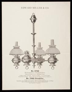 Sheet, No. 0722 extension chandelier, Edward Miller & Co., Meriden, Connecticut