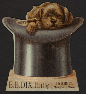 Trade card for E.B. Dix, hatter, 347 Main Street, Harford, Connecticut, undated