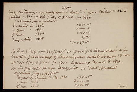 Financial notes, January 14, 1896.; Copy, Smithmeyer employment, 1886-1888