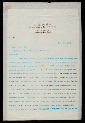 M. M. Parker to R. Ross Perry, October 24, 1891, copy