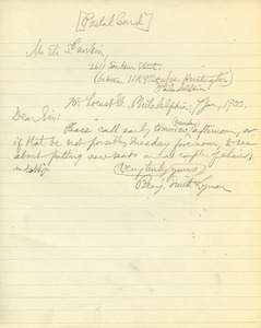 Letter from Benjamin Smith Lyman to Eli S. Rankin