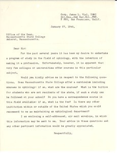 Letter from James L. Vial to Massachusetts State College