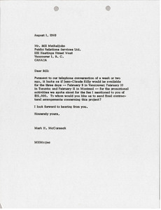 Letter from Mark H. McCormack to Bill Meikeljohn