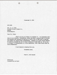 Letter from Mark H. McCormack to W. R. Price