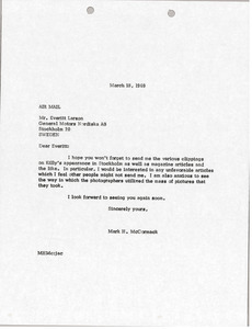 Letter from Mark H. McCormack to Everitt Larson