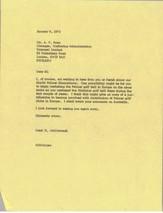 Letter from Mark H. McCormack to A. F. Rose