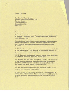 Letter from Mark H. McCormack to A. J. W. Vine