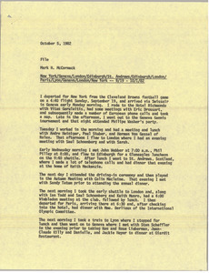 Memorandum from Mark H. McCormack to travel file