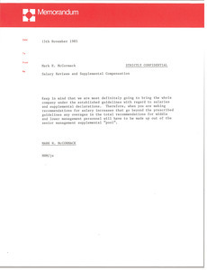 Memorandum from Mark H. McCormack concerning salary reviews