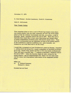 Memorandum from Mark H. McCormack to H. Kent Stanner, Gordon Lazenbury and David M. Armstrong