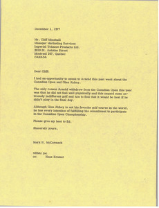 Letter from Mark H. McCormack to Cliff Minshull