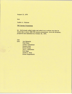 Memorandum from Judy A. Chilcote to list