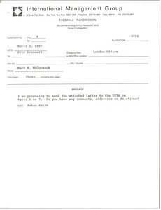 Memorandum from Mark H. McCormack to Eric Drossart