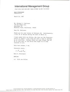 Letter from Mark H. McCormack to Michael J. Halloran