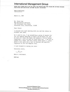 Letter from Mark H. McCormack to Steve Lew