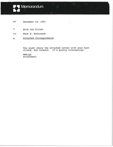 Memorandum from Mark H. McCormack to Erik van Dillen