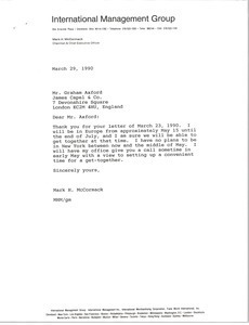 Letter from Mark H. McCormack to Graham Axford