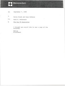 Memorandum from Mark H. McCormack to Barry Frank