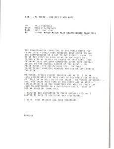 Fax from Mark H. McCormack to Haji Fukuhara