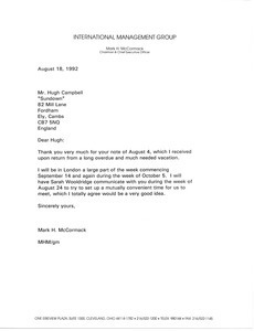Letter from Mark H. McCormack to Hugh Campbell